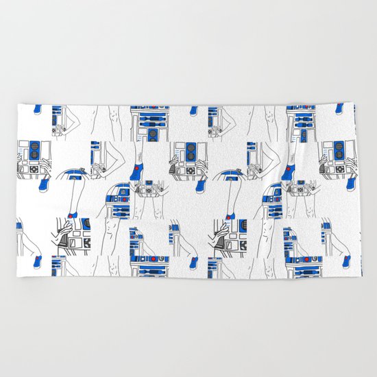 Robot Girl Cubism Beach Towel