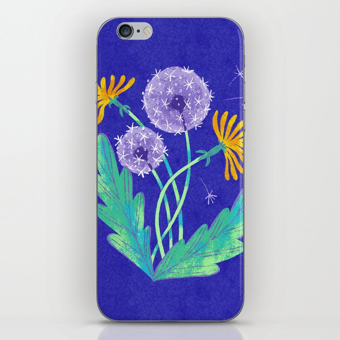 Dandelion Florals on Blue iPhone Skin