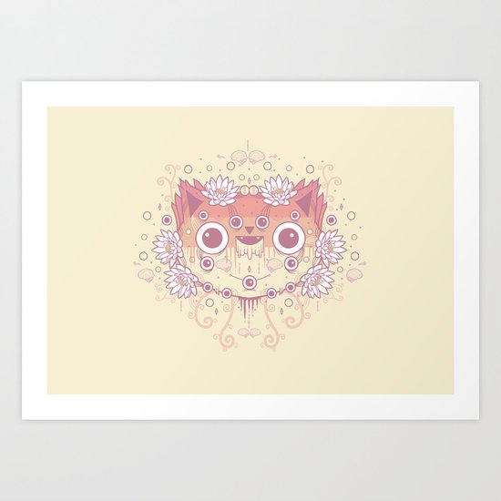 Cat flowers Art Print