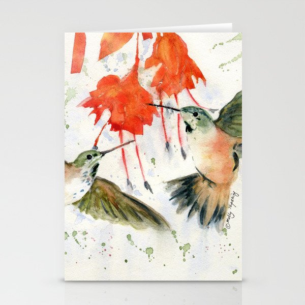 Hummingbird Watercolor Stationery Cards