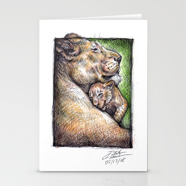 Lioness and Cub Stationery Cards