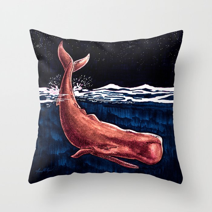 Whale Splash Throw Pillow