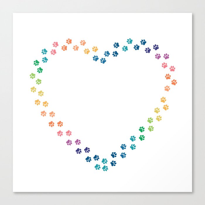 Rainbow paw heart Canvas Print