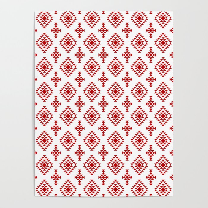 Red Native American Tribal Pattern Poster