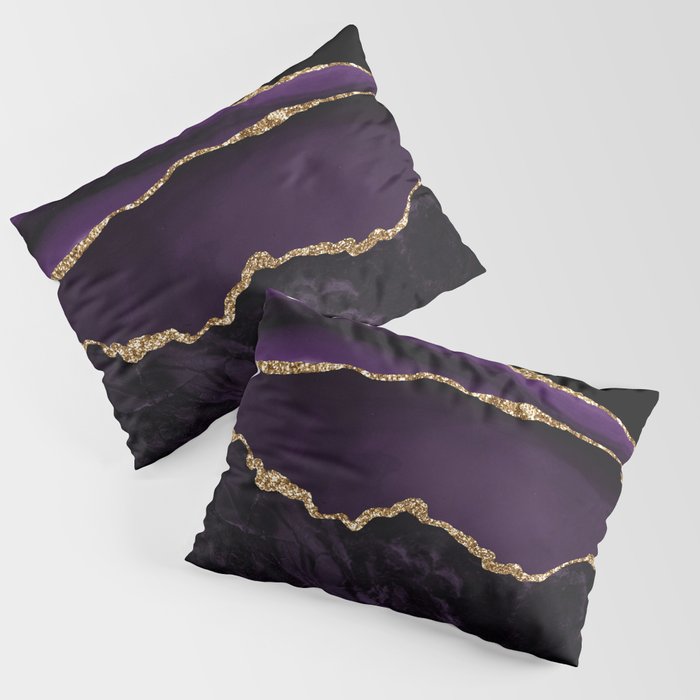 Agate Purple Gold Glitter Design Pillow Sham