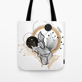 Black Gold Wavy Celestial Line Art Tote Bag