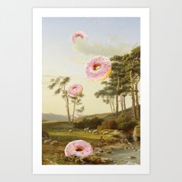 CLOUDY WITH A CHANCE OF DONUTS Art Print