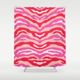Zebra Wild Animal Print Red Pink and Beige Shower Curtain