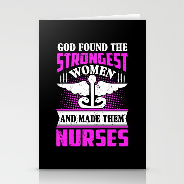 God Found The Strongest Women Nurse Quote Vintage Stationery Cards