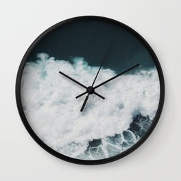 Crashing Waves three - aerial ocean - sea travel photography Wall Clock