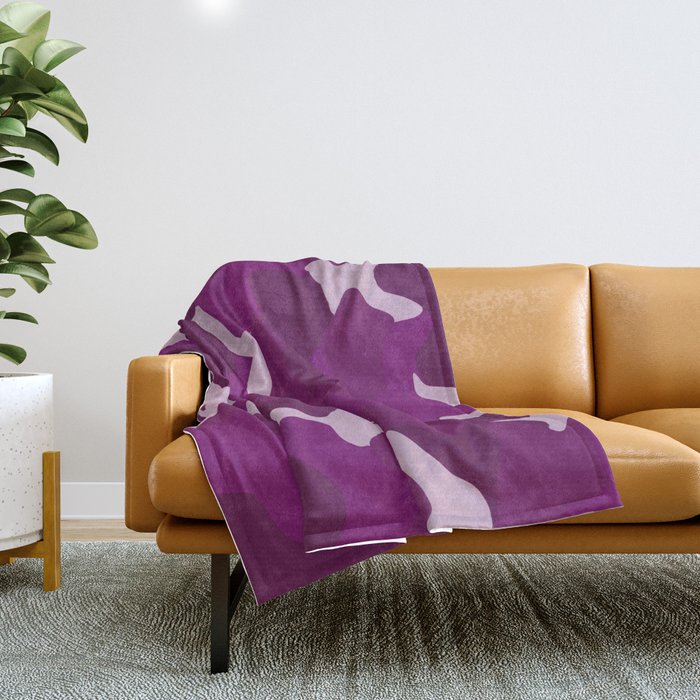 Shades of Purple Hibiscus Camo Pattern Throw Blanket