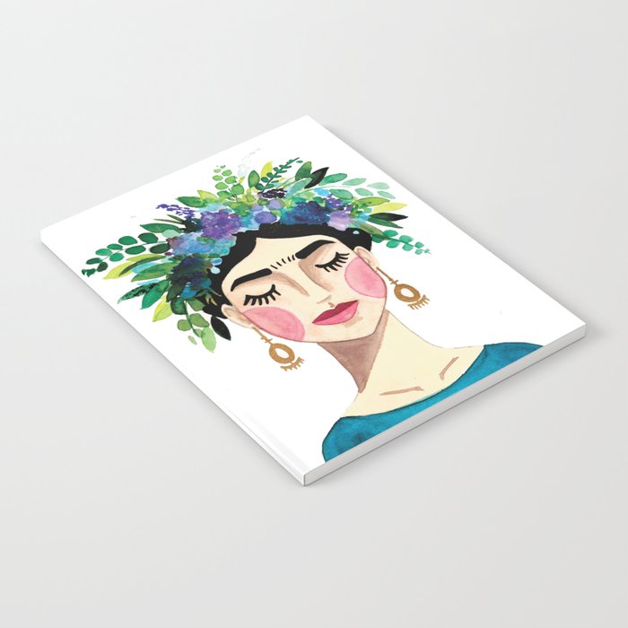 Floral Frida - Blue Notebook