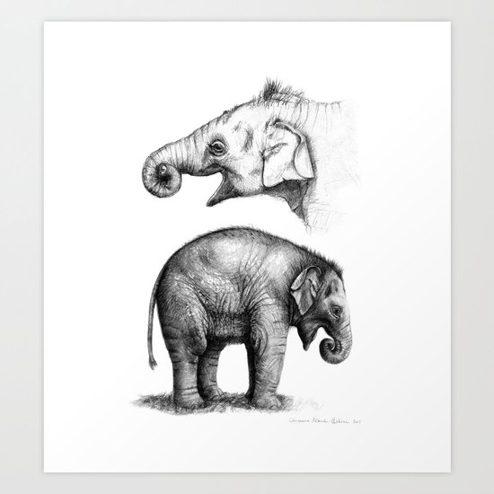Baby Elephant study G2011-008c Art Print