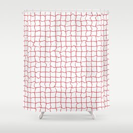 Red minimal geometrical liquid square pattern Shower Curtain