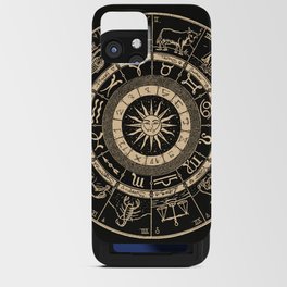 Vintage Zodiac & Astrology Chart | Charcoal & Gold iPhone Card Case