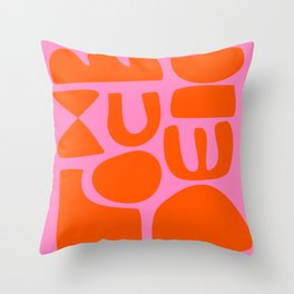 Orange Shapes on Pink Throw Pillow