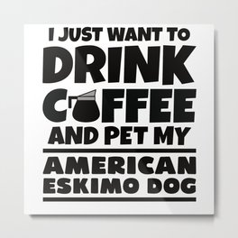 American Eskimo Dog Coffee Husky Metal Print | Graphicdesign, Dogpeople, Sledrace, Quadruped, Coffee, Pet, Happy, Pointed, Male, Usa 