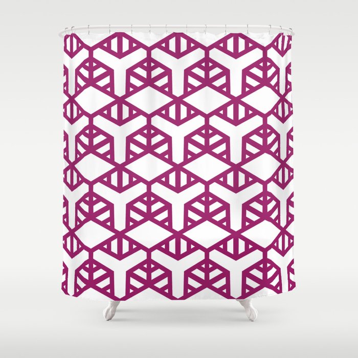 Magenta and White Geometric Shape Tile Pattern - Colour of the Year 2022 Orchid Flower 150-38-31 Shower Curtain