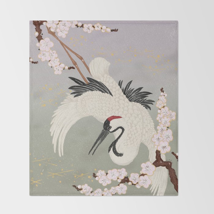 Japanese Crane Throw Blanket by Luna Kirsche | Society6