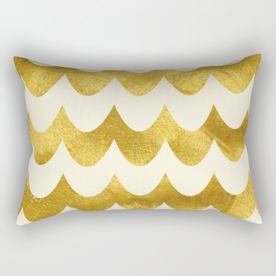 Cream Gold Foil 04 Rectangular Pillow