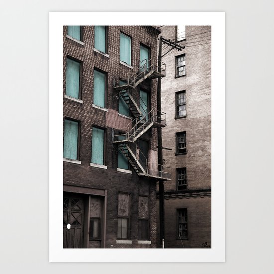 Teal & Brick Art Print