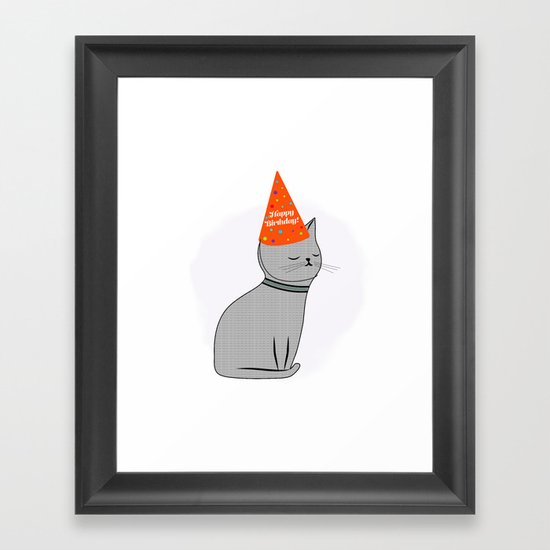 Birthday Cat Framed Art Print