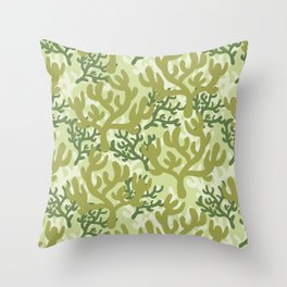Sea Coral Reef Pattern (green) Throw Pillow