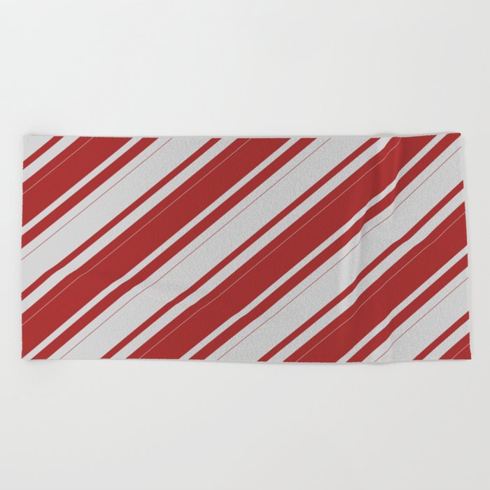 Light Gray & Brown Colored Lines/Stripes Pattern Beach Towel