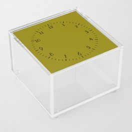 Simple Dark Yellow Wall Clock With Black Numbers Acrylic Box