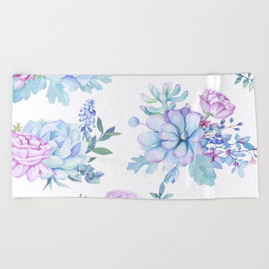Pastel Succulents #society6 #buyart Beach Towel