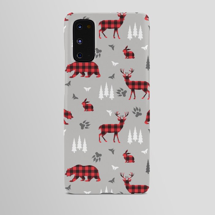 Plaid Forest Animals - Bears Deer Rabbits Woodland Android Case