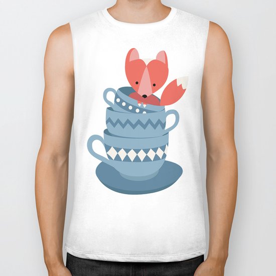 fox in a cup Biker Tank