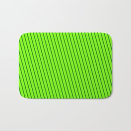 [ Thumbnail: Forest Green and Green Colored Lines Pattern Bath Mat ]
