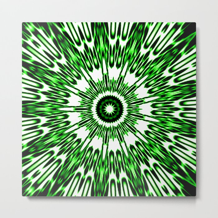 Green White Black Explosion Metal Print