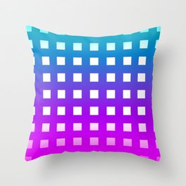 Aqua and Pink Gradient Bold Grid Squares Minimal Pattern Throw Pillow