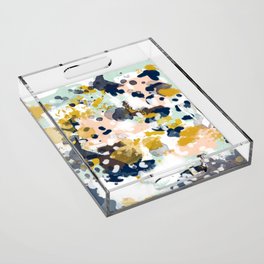 Sloane - Abstract painting in modern fresh colors navy, mint, blush, cream, white, and gold Acrylic Tray