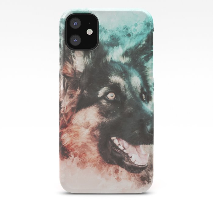 German Shepherd Digital Watercolor Painting Iphone Case By