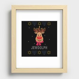 Menorah Jewdolph Reindeer Christmas Hanukkah 2021 Recessed Framed Print