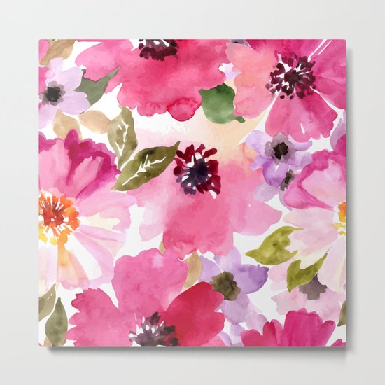 Watercolor Flowers Metal Print