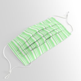 [ Thumbnail: White and Green Colored Lined/Striped Pattern Face Mask ]