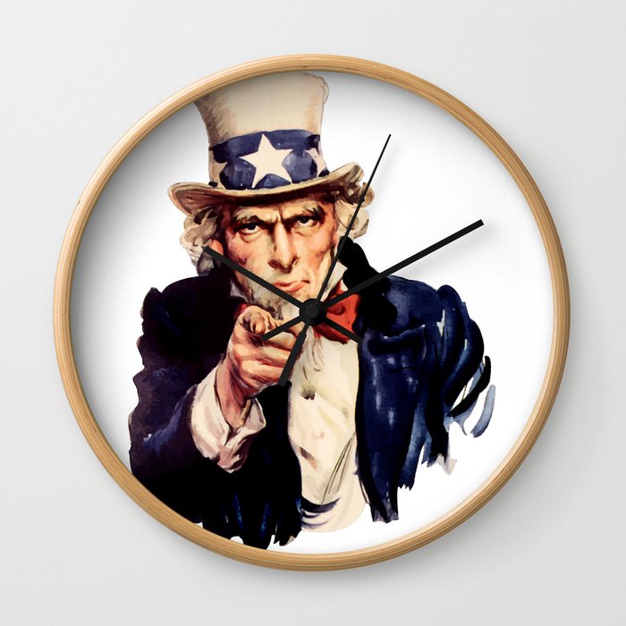 Uncle Sam Pointing Finger Wall Clock
