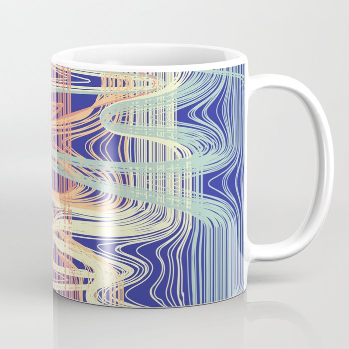 Lines on Blue - Digital Drawing Coffee Mug