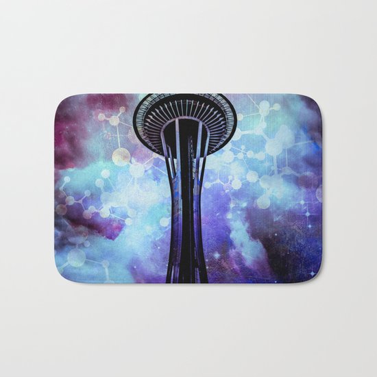 Space Needle - Seattle Stars Clouds Fog Bath Mat