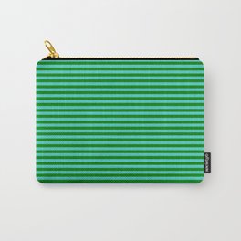 [ Thumbnail: Turquoise & Green Colored Striped Pattern Carry-All Pouch ]