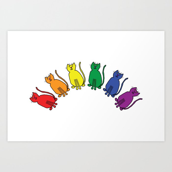 Pride Cat Rainbow  Art Print