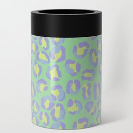 Pastel Leopard Spots on Green Can Cooler