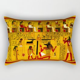 Book of the Dead - The Weighing of the Heart Ritual - Papirus of Ani - Thebes - Egypt - ca. 1250 BCE - New Kingdom - Dynasty XIX - Ancient Egyptian Hieroglyphic Text with Spells, Prayers, and Incantations - Enhanced Version - Amazing Oil painting - Rectangular Pillow
