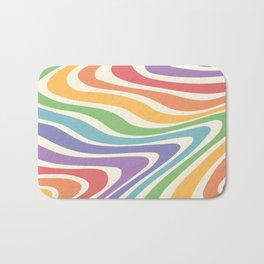 Colorful Rainbow Warp Swirl Lines II Bath Mat