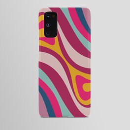 New Groove Colorful Retro Swirl Abstract Pattern Magenta Blue Aqua Pink Mustard Android Case