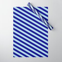 [ Thumbnail: Dark Blue & Light Blue Colored Lines/Stripes Pattern Wrapping Paper ]